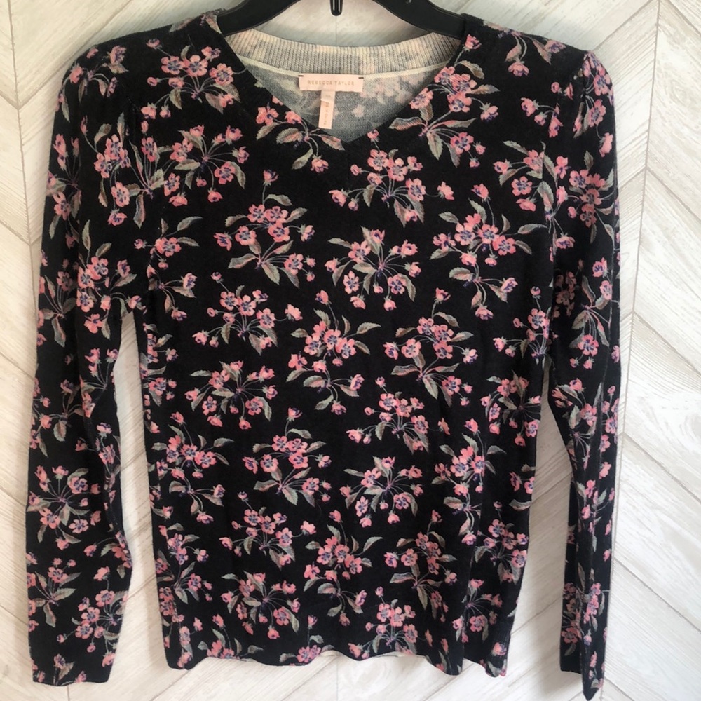 New Rebecca Taylor Tilda wool floral sweater
